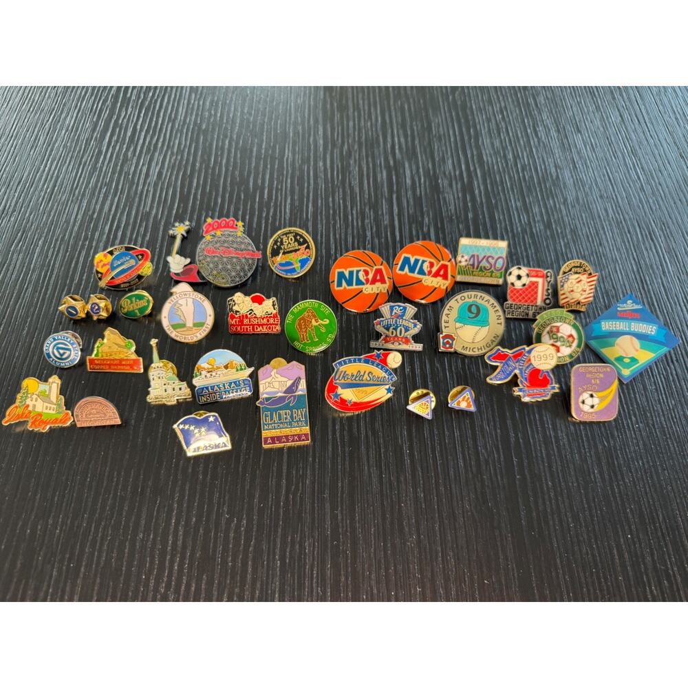 VTG Hat Lapel Pins Lot  States Events Disney Sports University Scouts NBA